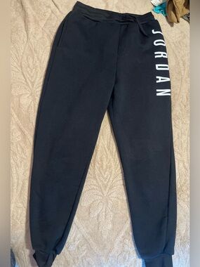 Black Joggers with White Vertical Logo